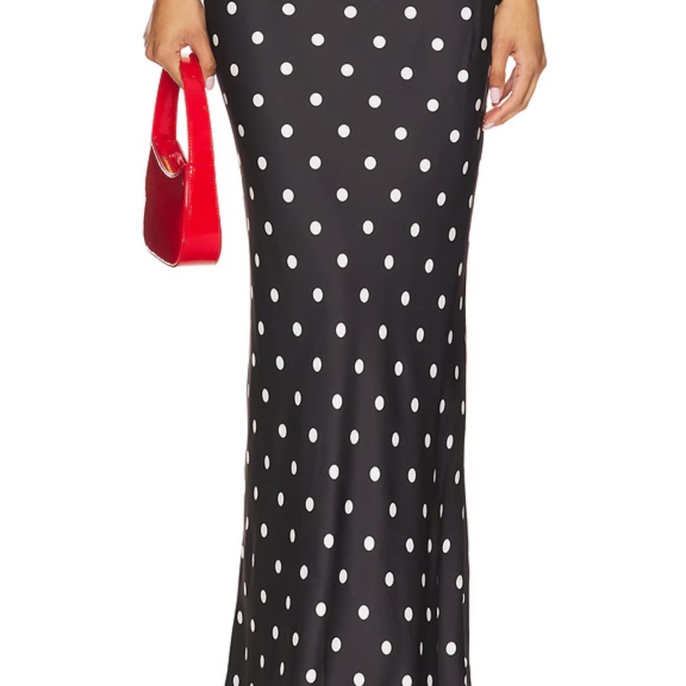 Chic Black and White Polka Dot Maxi Skirt